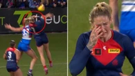 Tayla Harris taken to hospital after painful self-inflicted injury