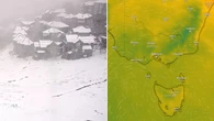 Unseasonable snow storm blankets Victorian Alps