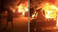 Gold Coast man’s heroic act after caravan erupts into flames next to his home