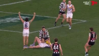 Darcy Moore under fire for late hit during chaotic finish