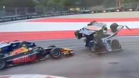 Frightening scene rocks F2 race as driver flips onto two cars