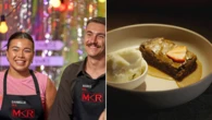 Danielle and Marko’s Miso Brownie with Sesame Ice Cream and Miso Caramel Sauce