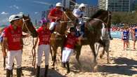 Zara Tindall hit by a bucking horse while posing for photo at Magic Millions