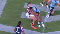 Roosters centre thumped by horrific high shot: ‘He just launches’