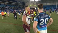 Explosive scenes unfold on the ground as rogue fan grabs NRL great