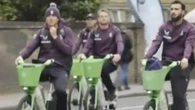 Match delayed as England cricketers ride lime bikes to the stadium