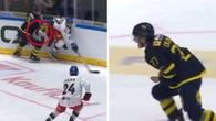 Scary scenes as ice hockey star cut by rival’s skate