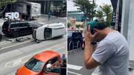 Police charge teenagers after car flips into AFL champion’s jeep