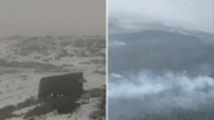 Fire and ice: Four people rescued as snow falls and bushfires batter state