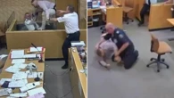 ‘Freaked out’: Moment criminal jumps courtroom dock during WILD escape attempt