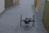 Flying drone can roll on the ground to save energy over long distances