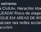 Defesa Civil emite alerta extremo no celular de moradores de BH