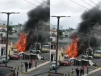 Aterrador VIDEO de camión sin frenos al choca contra 6 autos y se incendia