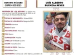 Ayúdanos a encontrar a Luis Alberto Buendía; tiene tatuajes en cabeza y cuerpo
