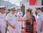 Evelyn Salgado Pineda asiste a la ceremonia de arribo del Buque Escuela Cuauhtémoc