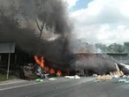 Trailero muere calcinado tras incendio de su camión