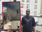 Una familia quedó atrapada en un incendio y un hombre saltó desde una cornisa para salvarlos