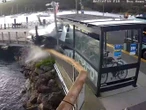 Mujer se estampa contra un muelle y cae al mar; captan VIDEO del incidente
