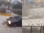Granizada sorprende a Tlaquepaque y deja calles cubiertas de blanco