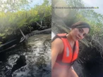 ¡Qué coraje! Turistas molestan a cocodrilo en manglar de Tulum; pensaban que estaba disecado | VIDEO