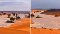 Las lluvias inundan el famoso desierto de Merzouga, en Marruecos