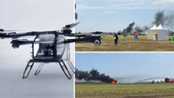 Dos coches voladores colisionan en el aire en China y uno se incendia tras el impacto