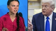 Greta Thunberg sorprende a Trump por sus 80 años con una lata de sopa de letras