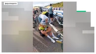 Una brutal caída masiva deja decenas de ciclistas por el suelo en la Quebrantahuesos