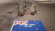 Controversial flag invited art gallery visitors to 'please walk on me'. It lasted 19 days