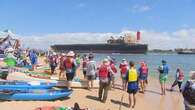 Climate activists block Port of Newcastle on surfboards and kayaks