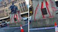 Vandals deface royal statue outside Sydney's QVB with red paint