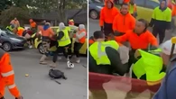 Massive brawl between tradies erupts outside Sydney job site