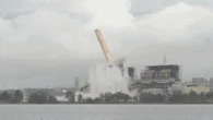 Famous chimney stacks reduced to rubble in massive blast
