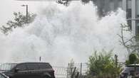 'Wall of water': Broken pipe erupts into a 'geyser'