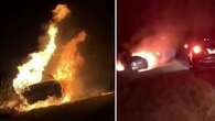 Stolen car erupts into fireball on the side of Queensland road