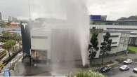 Burst water main sends water sky-high in Brisbane as state cops soaking