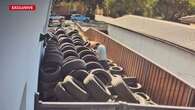 Sydney man baffled by delivery of 500 tyres in driveway