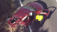 Police chase ends with man wanted over alleged domestic violence fighting for life