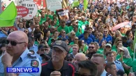 Thousands of workers protest outside SA parliament