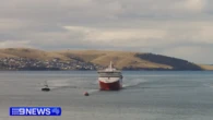 Spirit of Tasmania IV arrives in Hobart amid doubts over company's future