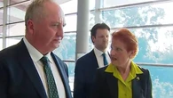Pauline Hanson caught swearing as aide tells reporter to 'shut up'