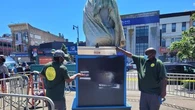 George Floyd statue vandalised in New York hate crime