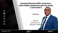 LIVE: Gauteng 2026 online admissions media briefing