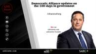 LIVE: Democratic Alliance updates on the 100-day in GNU