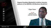 LIVE | Mashatile delivers keynote address at NEPAD@25 Breakfast