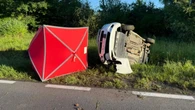 Śmiertelne zderzenie z dzikiem pod Zieloną Górą. Samochód dachował