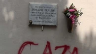 Scritta 'Gaza' su muro sotto lapide vittima Br a Torino