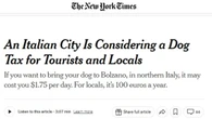 Tassa di soggiorno per cani finisce su Cnn e New York Times