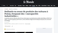 Su prime pagine Francia 'il declino dell'auto francese' con chiusura Stellantis Poissy