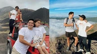 7 Momen Nana Mirdad dan Andrew White Liburan di Gunung Batur, Mendaki Bareng Anak